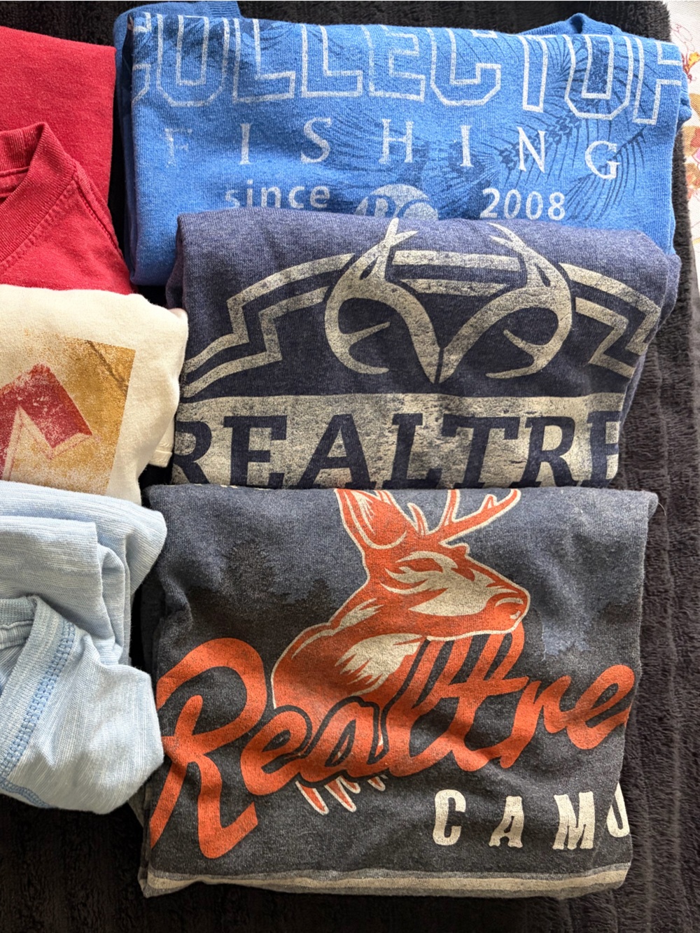 Realtree, Bone Collector, Reel Legend, Eddie Bauer, Rock Concert Tees (6)
